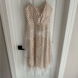 Elegant Cream Geometric Pattern Dress